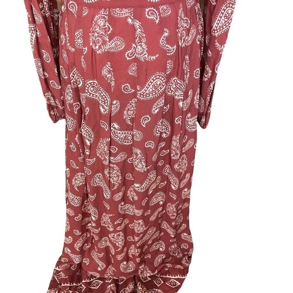 Majorelle Womens Paisley A Line Maxi Dress V Neck Long Sleeve Pink Size Small - Picture 7 of 11